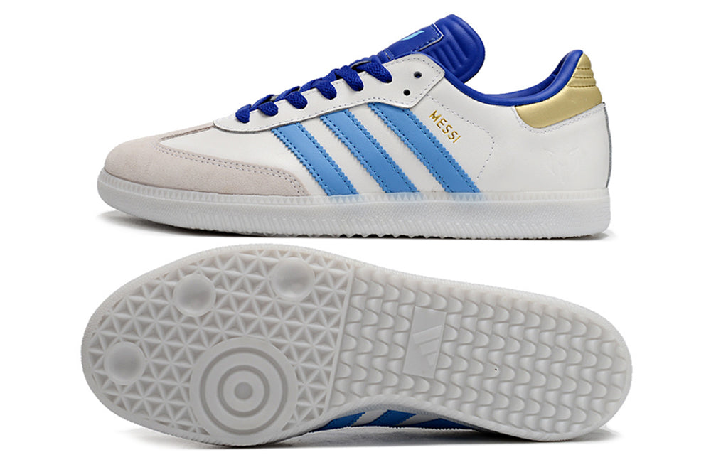 Adidas Samba Messi Indoor Soccer Shoes White and Blue