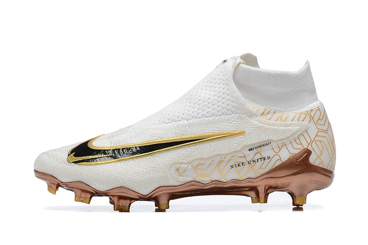 Nike Phantom GX Elite FG High Top White and Metallic Gold