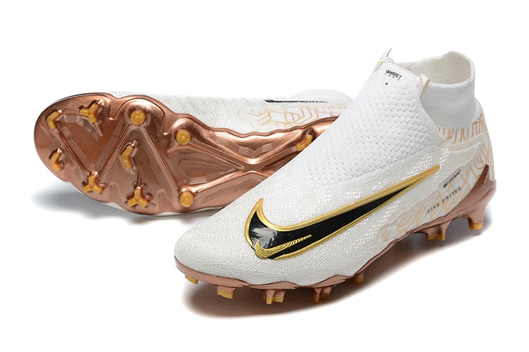 Nike Phantom GX Elite FG High Top White and Metallic Gold