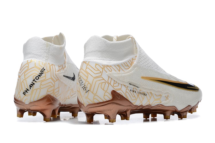 Nike Phantom GX Elite FG High Top White and Metallic Gold